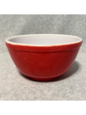 Vintage PYREX Bowl Red Primary Colors 1.5 Qt Nesting Ovenware Mixing Made in USA